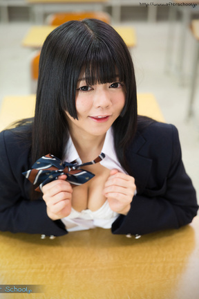 Breasty cutie Shinjo Nozomi shows her shaved pussy at school