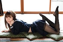 Kogal Kitagawa Yuzu lying on her front in uniform