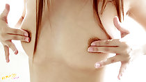 Small breasts fingers covering nipples