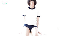 Minori in gym class uniform sitting on ball short hair