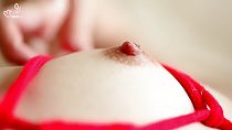 Pert erect nipple breast tied with shibari rope