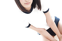 Honoka stripping gym class uniform and posing nude
