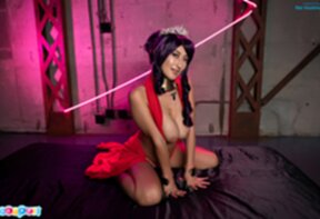 Big titted Rei Hoshino masturbating in red dress