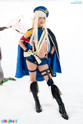 Kristen Scott lowers her shorts and masturbates in uniform