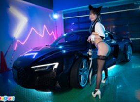 Ria Kurumi strips bra and panties and shows nice ass and shaved pussy