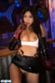 Top lowered over her tits skirt raised over shaved pussy