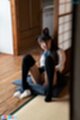 Ria kurumi with hand between her legs