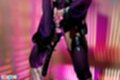 Thighs parted dildo in her pussy
