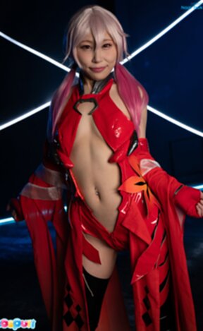 Nagi Tsukino in red dress showing off her shaved pussy