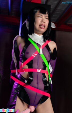 Mayu Sakurai bound standing with tape and masturbated with vibrator
