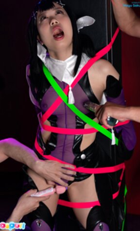 Mayu Sakurai bound standing with tape and masturbated with vibrator