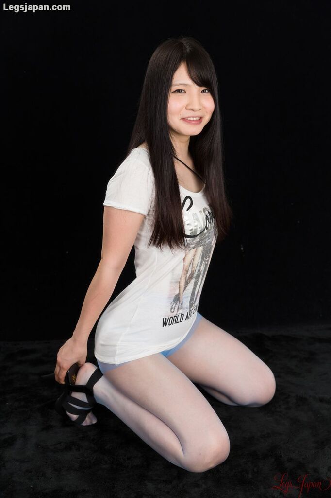 Iori sana kneeling long hair falling over her chest playing with her high heels