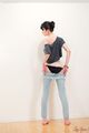 Lowering jeans exposing panties