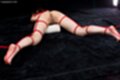 Maeshiro shizuka bound with shibari rope legs spread wide