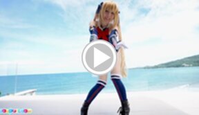 Mari Hirose reclines beside ocean and masturbates by pool